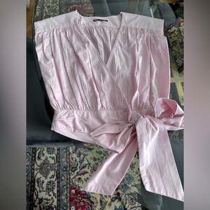 Zara cropped wrapped pink top